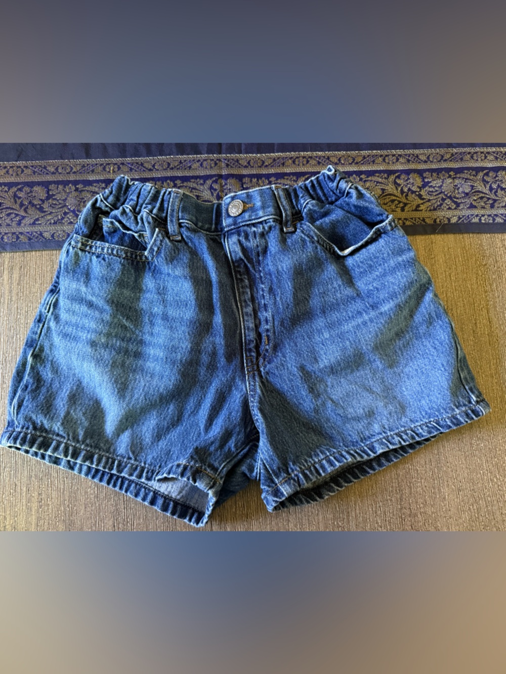 Uniqlo Indigo Blue High-Waist Denim Shorts